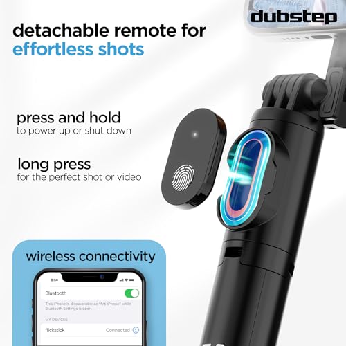 Dubstep Flickstick Smart Selfie Stick | 360° Rotation Mobile Stand | Enabled Extendable Selfie Stick/Tripod with Wireless Remote | Compatible with iPhone and Android Smart Phones (Black) - Image 2