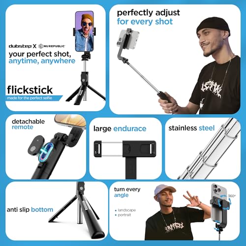 Dubstep Flickstick Smart Selfie Stick | 360° Rotation Mobile Stand | Enabled Extendable Selfie Stick/Tripod with Wireless Remote | Compatible with iPhone and Android Smart Phones (Black) - Image 3