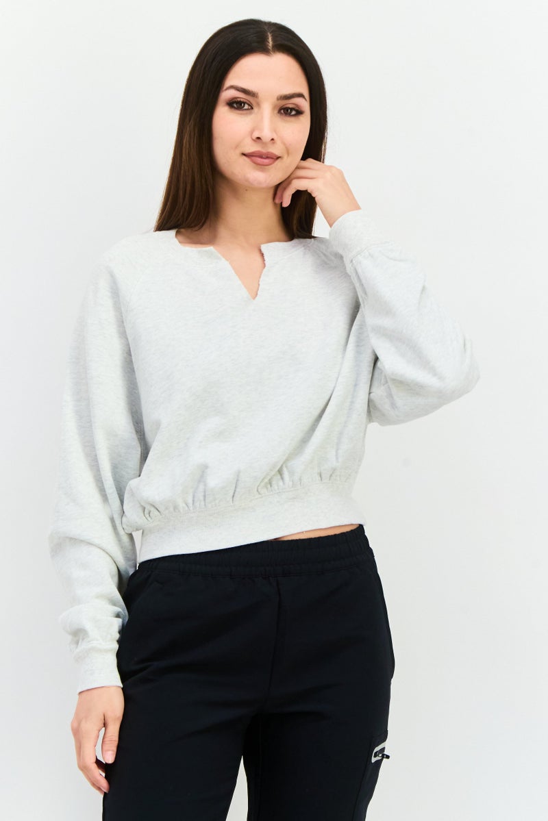 NIA Women Heather Long Sleeve Sweatshirts, Smoke Grey - Image 1