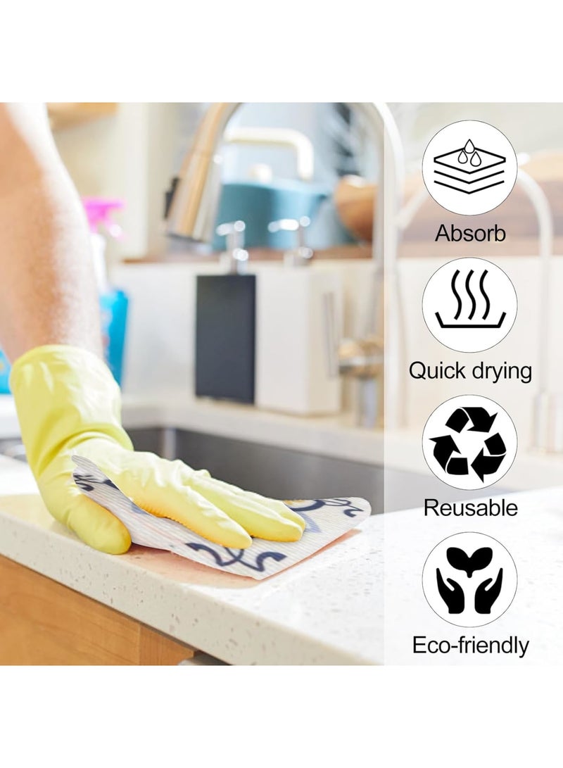 SYOSI Microfibre Dish Cloths for Washing Up,Absorbent and Reusable Printed Kitchen Towels,Soft Cleaning Rags for Dishwashing & Surface Wiping,Durable Multipurpose Cloth for Home and Restaurant Use(6PCS) - Image 5