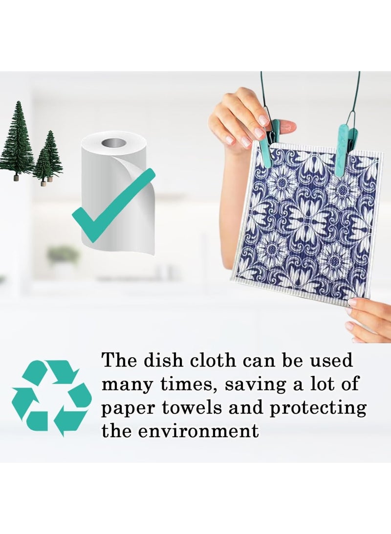 SYOSI Microfibre Dish Cloths for Washing Up,Absorbent and Reusable Printed Kitchen Towels,Soft Cleaning Rags for Dishwashing & Surface Wiping,Durable Multipurpose Cloth for Home and Restaurant Use(6PCS) - Image 3
