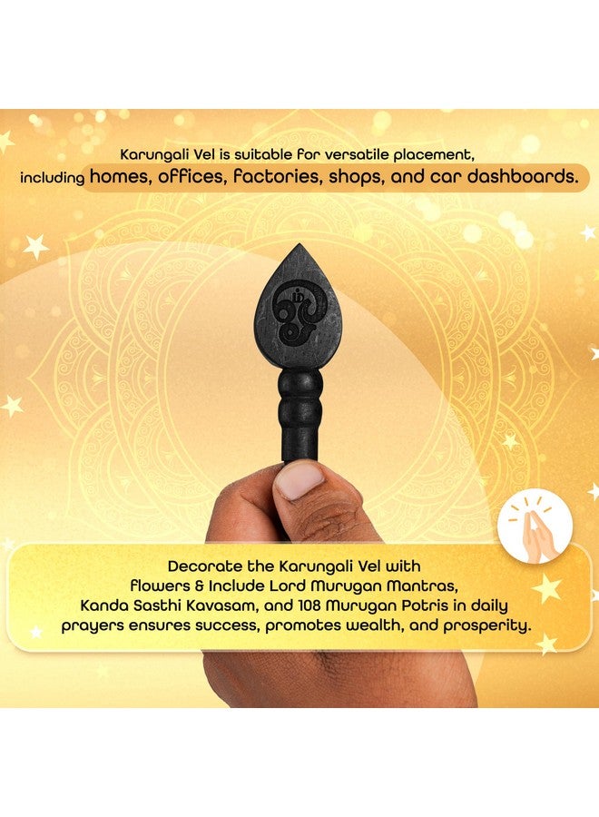 WoCra® Karungali Vel | Government Lab Certified Black Ebony Wood Vel |100% Natural Unpolished Karungali Vel Original | Great Gift for Loved Ones | Karungali Vel 3 Inches Height |1 Piece - Image 5