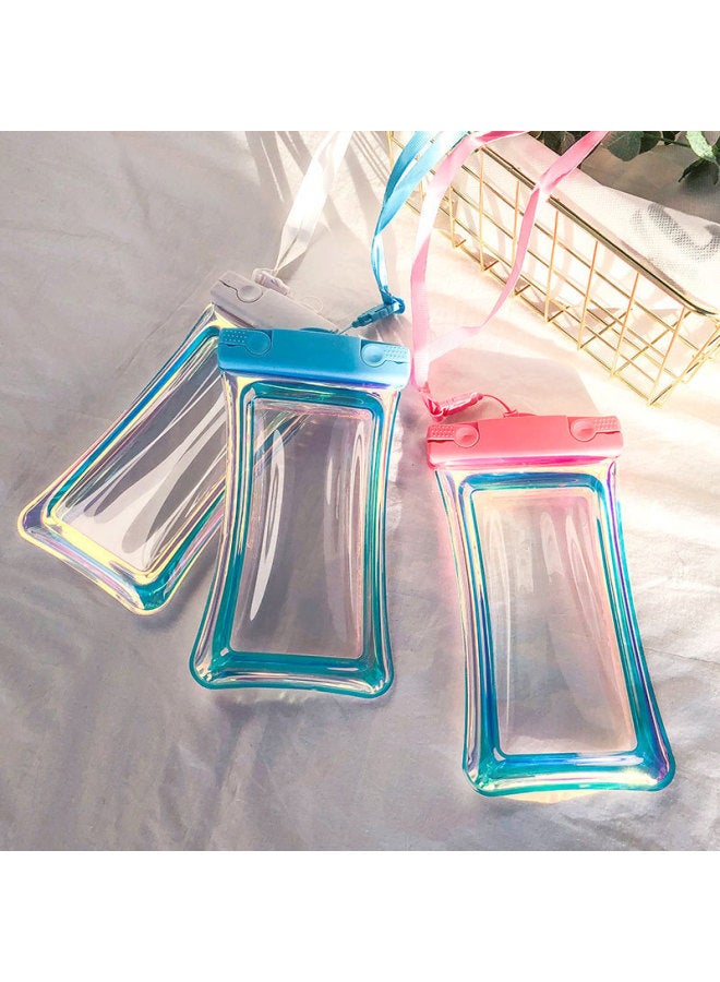 general Color Light Inflatable Mobile Phone Waterproof Bag Touch Screen Transparent Sealed Multi-color Floating Mobile Phone Universal Swimming Snorkeling Waterproof Case-Color:Magic Black - Image 2