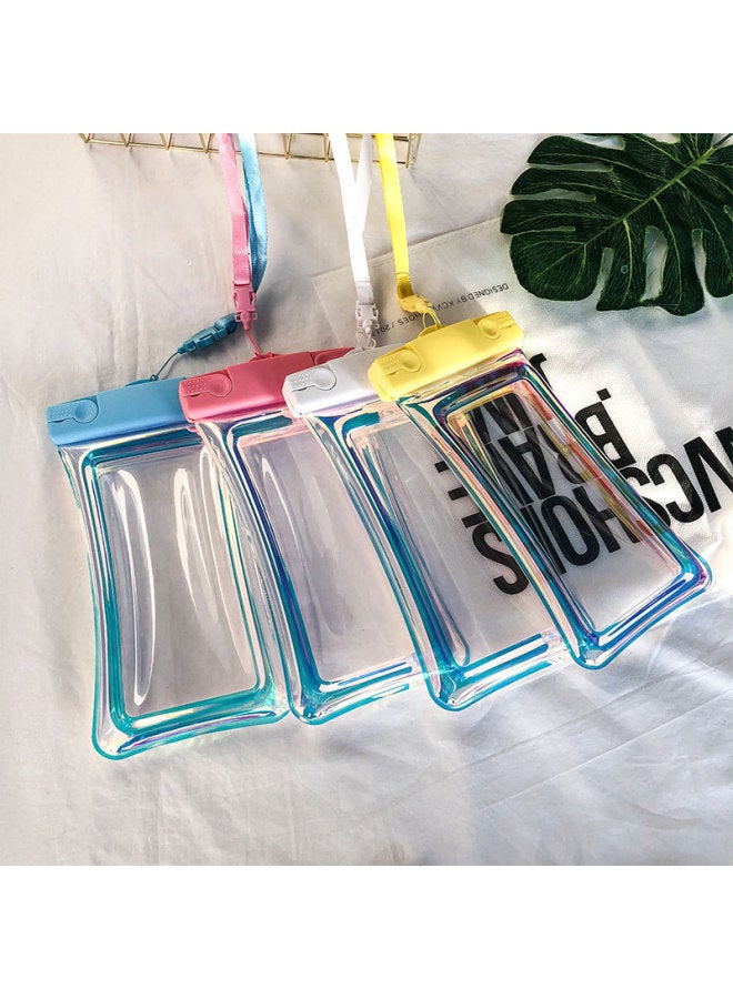 general Color Light Inflatable Mobile Phone Waterproof Bag Touch Screen Transparent Sealed Multi-color Floating Mobile Phone Universal Swimming Snorkeling Waterproof Case-Color:Magic Black - Image 1