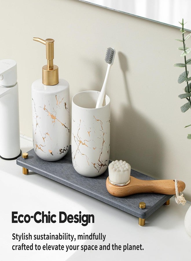 Razborci Kitchen Sink Caddy Water Absorbing Stone Drying Tray, Diatomite Bathroom Sink Organizer, Faucet Counter Mat Coaster, Soap Dish Rack Riser Dispenser Sponge Holder, Dark Gray Gold -12.5" x 4.5" - Image 5