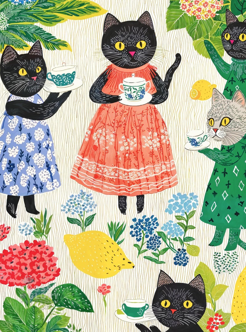 Cross & Glory Cross Glory The Whiskered Tea Society 1000 Piece Jigsaw Puzzle for Adults Whimsical Cat Puzzle Charming Garden Tea Party Scene - Image 3