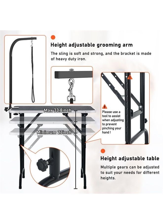 LEIBOU - 36-inch Height Adjustable(23''~33.8'') and Foldable Pet Dog Grooming Table with Grooming Tool Tray, Grooming Arm, Noose and Mesh Tray for Dog Cat Pet Grooming Maximum Capacity Up to 260lbs - Image 1