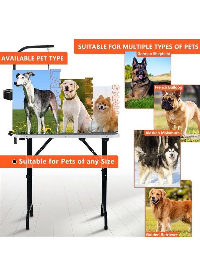 LEIBOU - 36-inch Height Adjustable(23''~33.8'') and Foldable Pet Dog Grooming Table with Grooming Tool Tray, Grooming Arm, Noose and Mesh Tray for Dog Cat Pet Grooming Maximum Capacity Up to 260lbs - Image 1