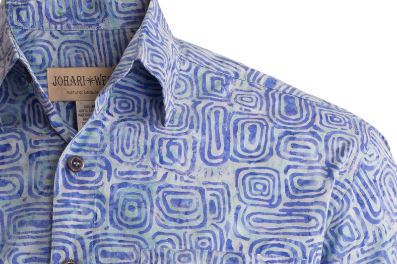 Johari West Men's Button-Down Short Sleeve Shirt, Ripple Rosso, (Blue, Medium) - Image 2