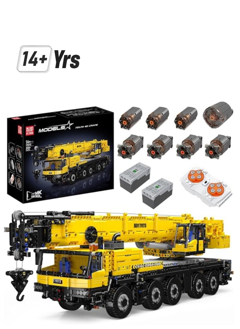 mould king 17073 Educational Engineering LTM Crane, All Terrain Remote Controlled Construction Crane Machine Models for Boys & Girls Age+14, Crane Biulding Block Toys (3218 Parts)  - Image 1