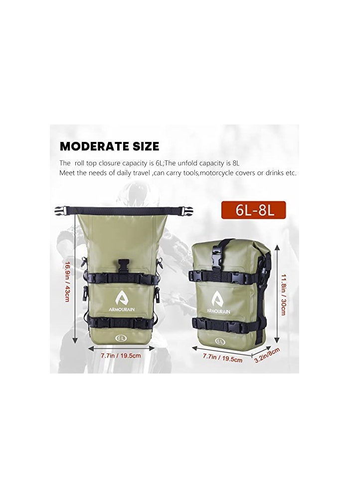 ARMOURAIN Motorcycle Bumpers Bag Waterproof 6L 8L 15L Motor Crash Bar Bag with Shoulder Strap Motorcycles Side Frame Bag Riding Tools Accessories6L Army Grey - Image 3