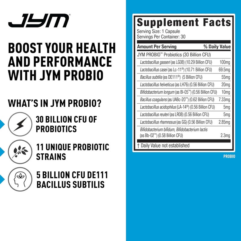 JYM Supplement Science ProBio JYM Performance Probiotic Heart Gut Immune Health Athletic Recovery and Body Composition for Men  Women 30 Day Supply - Image 2