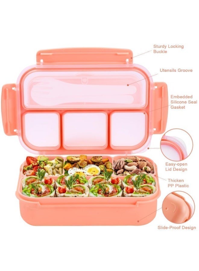 Peach Pink 4-Compartment Lunch Box with Cutlery, Leak-Proof & BPA-Free - Image 5