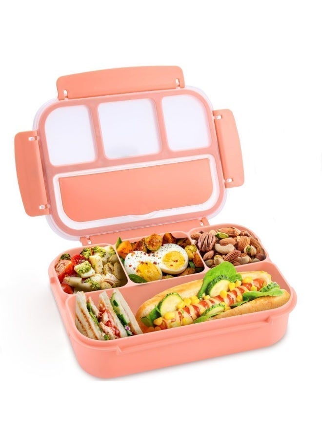 Peach Pink Bento Lunch Box – 4 Compartments, Food‑Grade BPA‑Free PP, Leak‑Proof, Microwave & Dishwasher Safe, with Built‑In Cutlery Set - Image 2