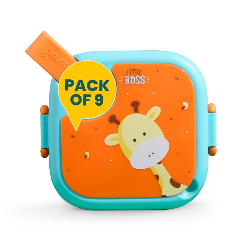 Rabitat LUNCHMATE Mini (Pack of 9) Stainless Steel Lunch Box with Spoon 2 Years Brand Warranty Little Boss 500 ml | Kanjak Gift Set | Steel Lunch Box Set for School Kids - Image 1