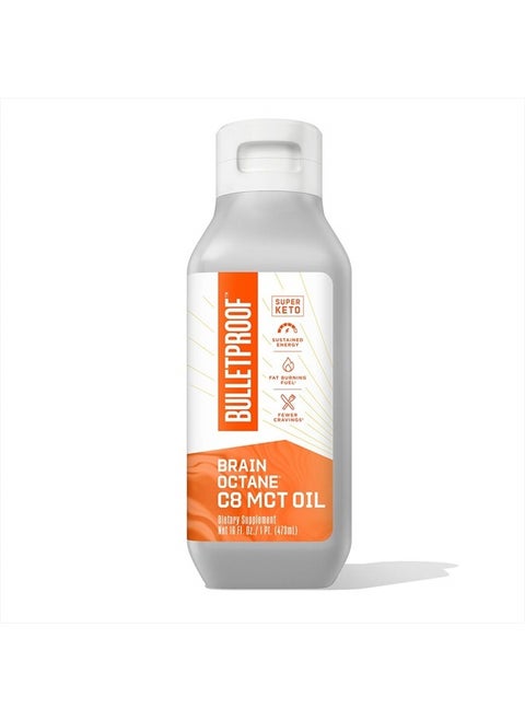 Brain Octane C8 MCT Oil, 16 Ounces, Keto Supplement for Sustained Energy and Fewer Cravings