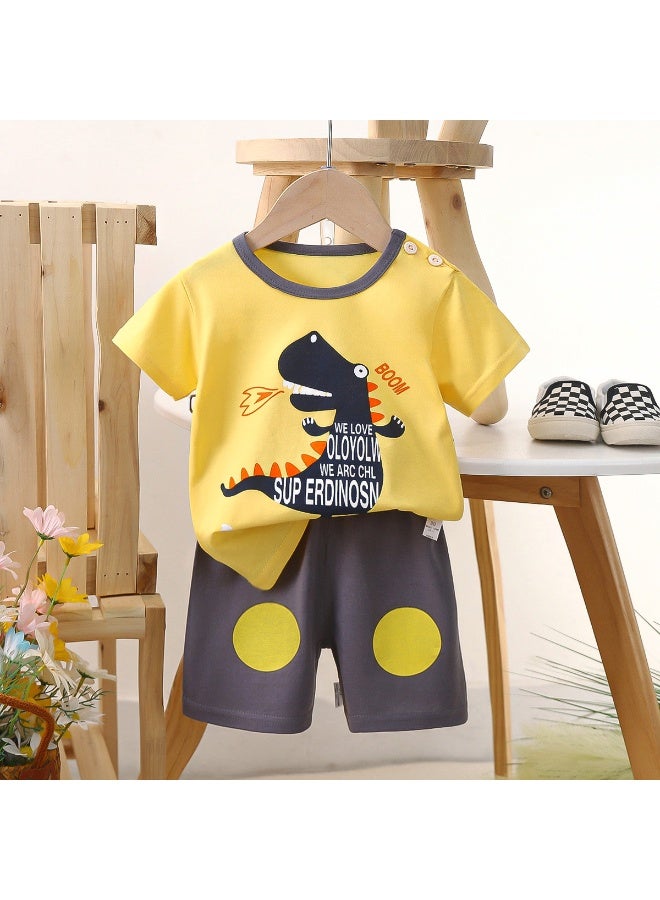 طقم صيفي للأطفال بأكمام قصيرة من القطن الخالص