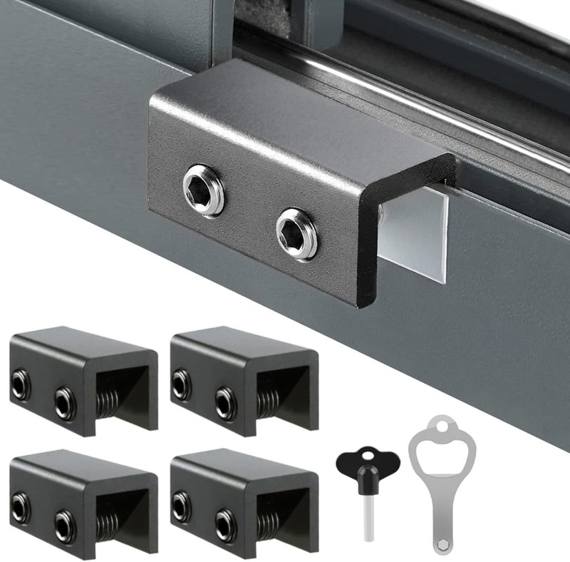 PENMAMA Window Locks Black, 4 Sets Sliding Security Window Lock with Key for Vertical & Horizontal Sliding Windows & Sliding Doors, Adjustable Window Locks Security Window Stoppers for Patio Bedroom Home - Image 1