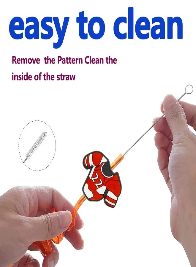 MEAXUR 24 pcs Ice Hockey Theme Twisty Reusable Straws for Ice Hockey Sports Party Favors, Daily Drink Straws, Birthday Party, Class Reunion, Sports Hockey Party Supplies with 2 Cleaning Brush.（8color） - Image 4