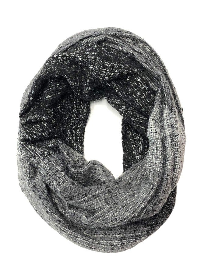 Bowbear Womens Tricolor Winter Knit Infinity Scarf, Grays - Image 1