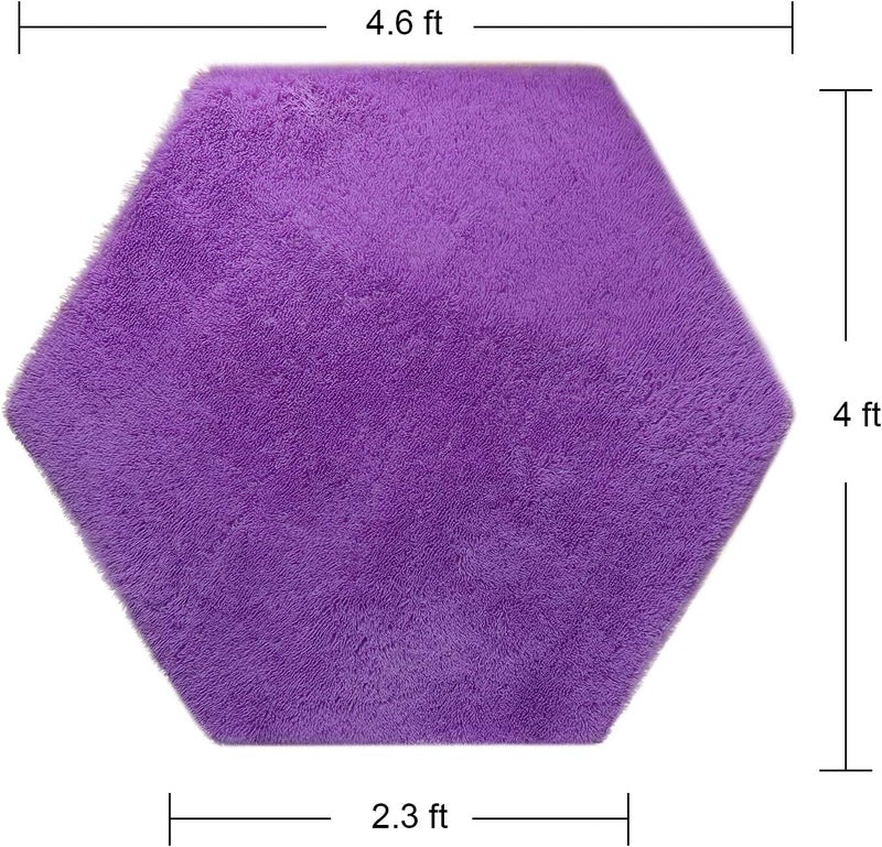 junovo Ultra Soft Rug for Nursery Children Room Baby Room Home Decor Dormitory Hexagon Carpet for Playhouse Princess Tent Kids Play Castle, Diameter 4.6 ft, Purple - Image 2