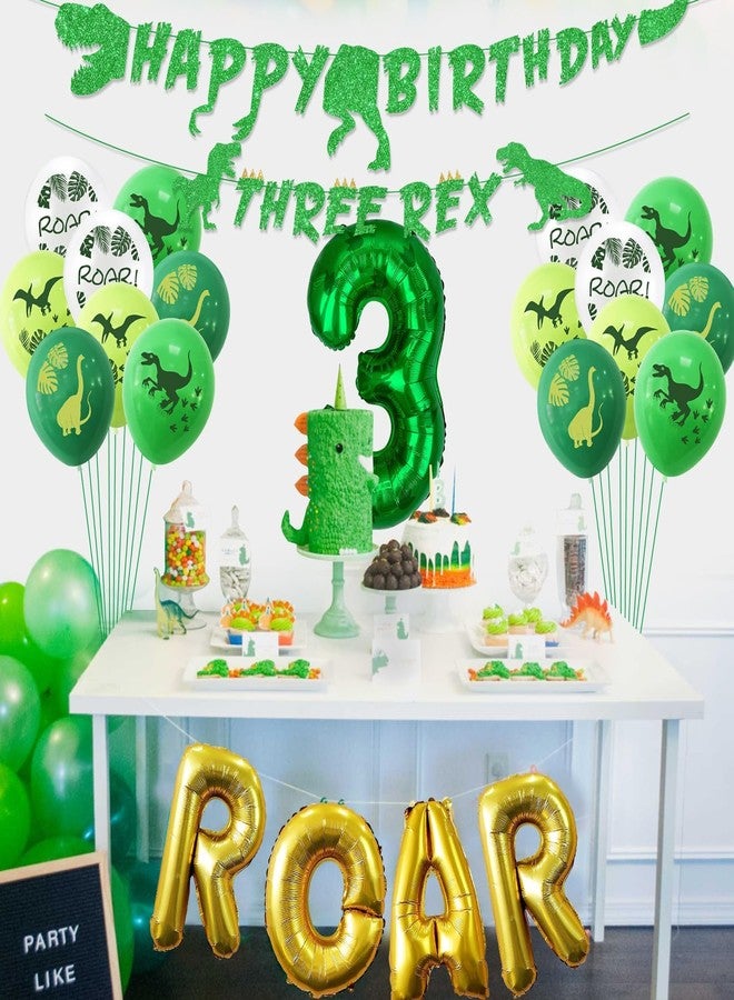PTECDROTS Dinosaur 3rd Birthday Decorations, Banner, Roar Balloons,Three Birthday Decorations for Boys Kids 3rd Dinosaur Party Supplies - Image 3