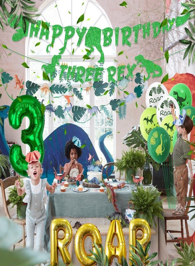 PTECDROTS Dinosaur 3rd Birthday Decorations, Banner, Roar Balloons,Three Birthday Decorations for Boys Kids 3rd Dinosaur Party Supplies - Image 4