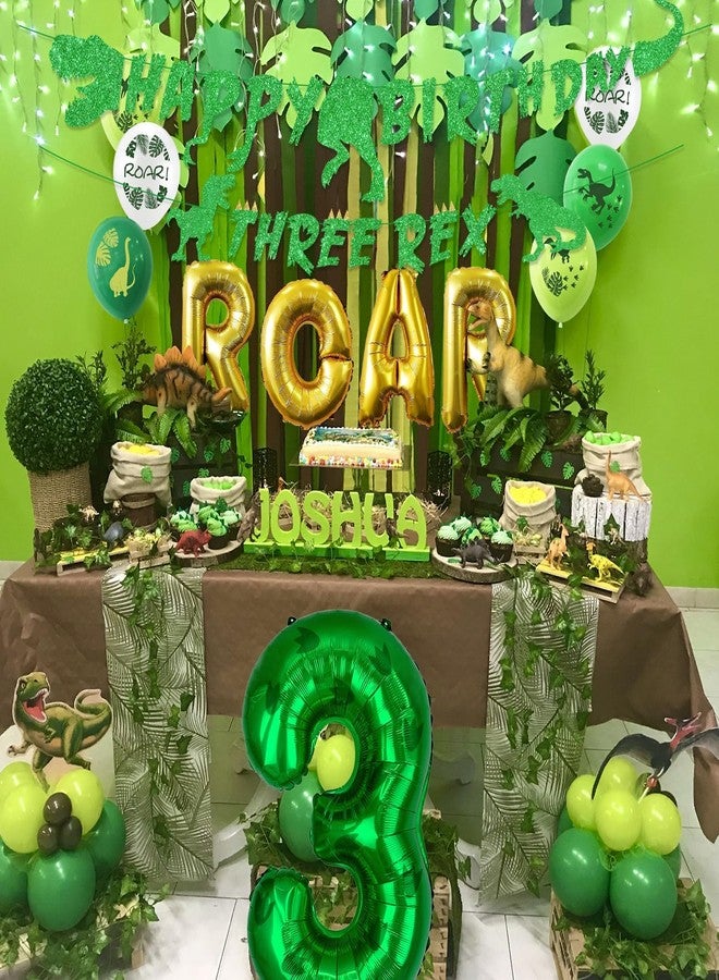 PTECDROTS Dinosaur 3rd Birthday Decorations, Banner, Roar Balloons,Three Birthday Decorations for Boys Kids 3rd Dinosaur Party Supplies - Image 5