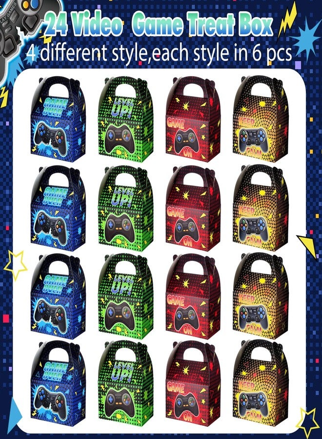 MotiMind 24 Pcs Vedio Game Party Favor Treat Boxes Party Gift Box with Handles Gift Wrap Snack Goody Cardboard Boxes - Image 2