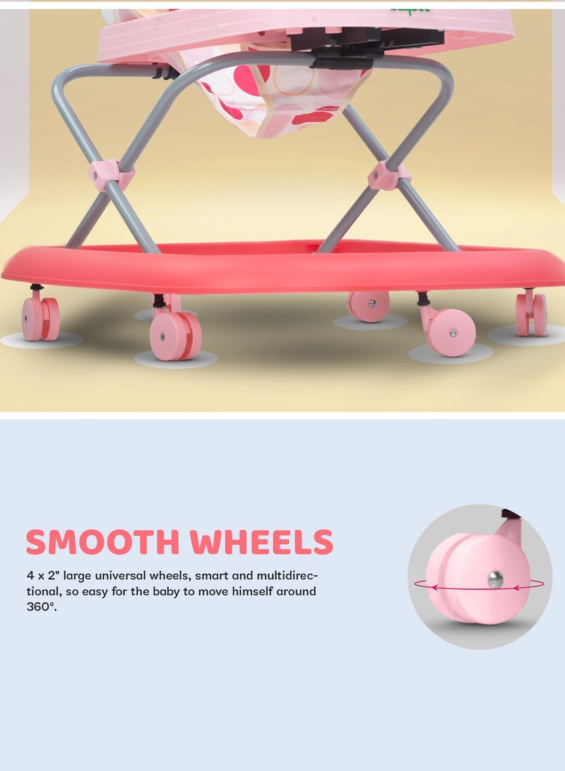 BAYBEE Baby Walker for Kids, Foldable Kids Walker with 3 Position Adjustable Height & Musical Toy Bar Activity Walker for Toddlers, Kids Walker for Baby Boy Girl 6 to 18 Months Pink - Image 5