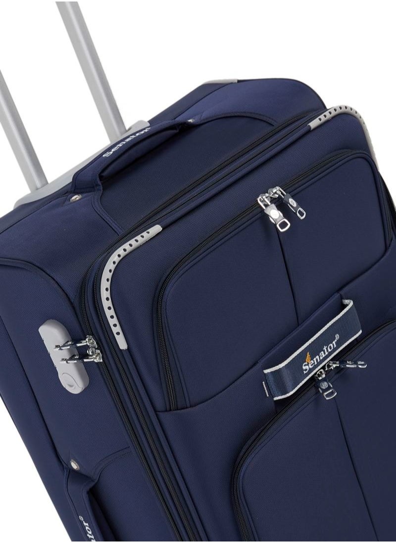 SENATOR - Soft Shell Luggage Trolley For Unisex Ultra Lightweight Expandable Suitcase With 4 Wheels LL003 Navy Blue - Image 1