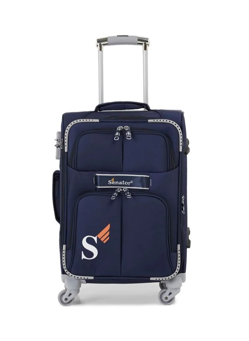 سيناتور Soft Shell Luggage Trolley For Unisex Ultra Lightweight Expandable Suitcase With 4 Wheels LL003 Navy Blue