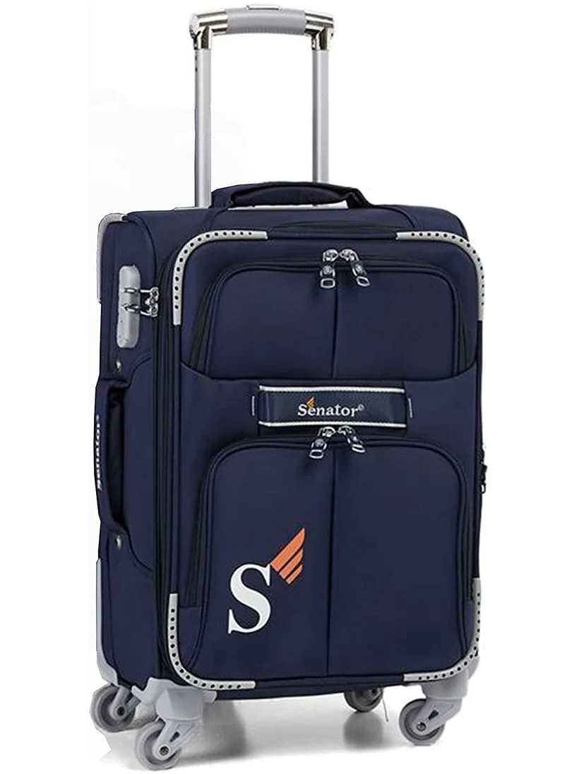 سيناتور Soft Shell Luggage Trolley For Unisex Ultra Lightweight Expandable Suitcase With 4 Wheels LL003 Navy Blue