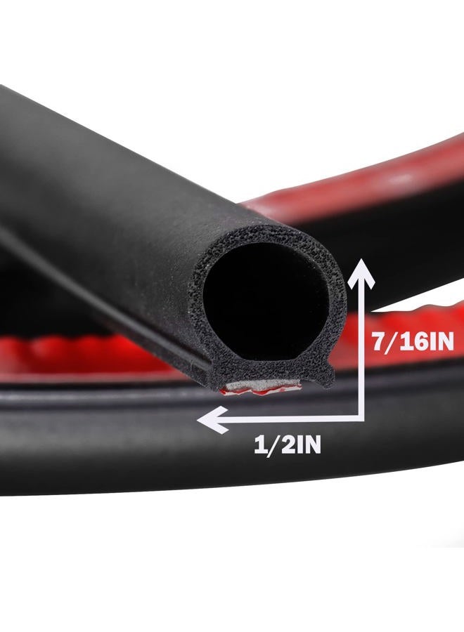 Goldwheel 10Ft D-Shape Rubber Weather Stripping 1/2"×7/16" Heavy Duty Rubber Seal Weatherstrip Hollow with Bulb Door Gasket Strip(Self-Adhesive) for Automotive Truck RV Door Window Soundproof - Image 2