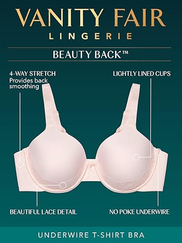 Vanity Fair Womens Full Figure Beauty Back Smoothing with Lace (36c-42dd) Bra, Underwire - White, 38D US - Image 2