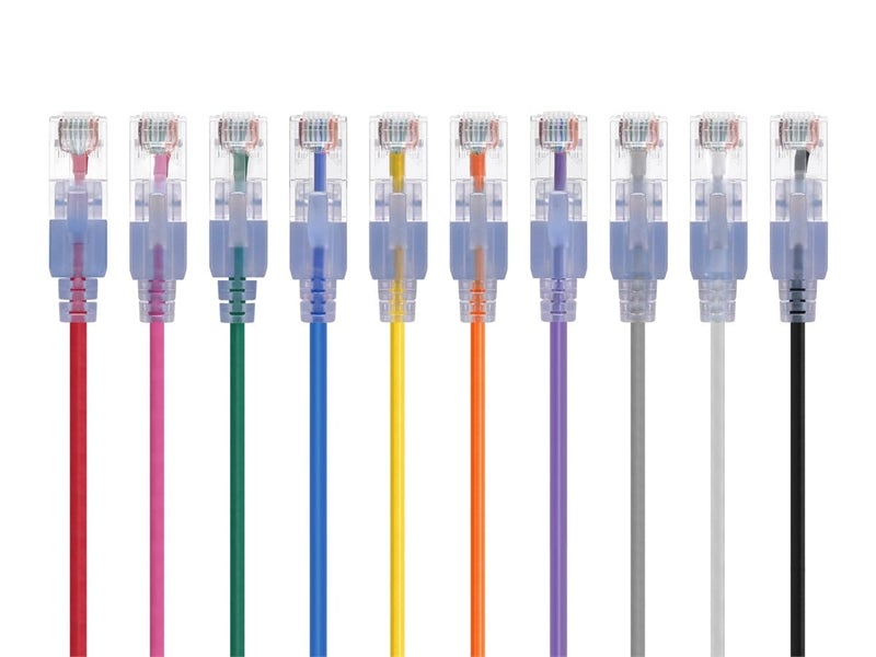 Monoprice Cat6A Ethernet Patch Cable 10Pack Snagless RJ45 550Mhz 10G UTP Pure Bare Copper Wire 30AWG 05 Feet 10Color SlimRun Series - Image 2