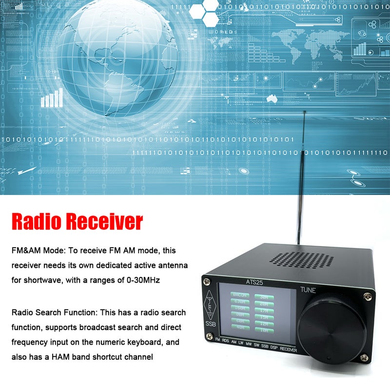 All-Band Radio Receiver 2.4 Inch Color Touch Screen - Aluminium Alloy Wear-Resistant Cover DSP Receiver for Home Outdoor Radio Enthusiasts - Image 3