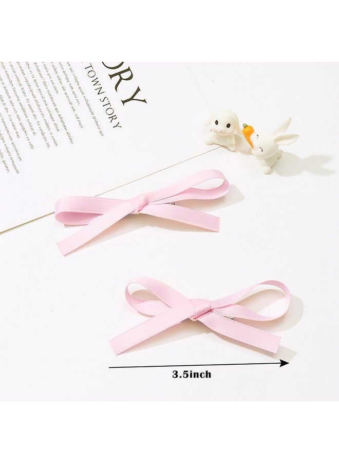 Ayesha Hair Ribbon 10Pcs Hair Bows Clips Pink Bowknot Satin Hair Ribbon For Women Girls Toddlers Tiny Bow Claw Clip For Thick Fine Hair - Image 4