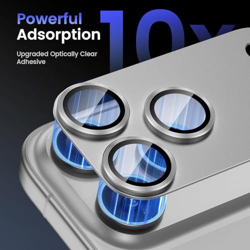 CASENED Camera Lens Protector Tempered Glass for iPhone 17 Pro - Alloy Metal Cover with Tempered Glass - Scratch Resistant, Easy Installation (1, Grey, iPhone 17 Pro) - Image 3