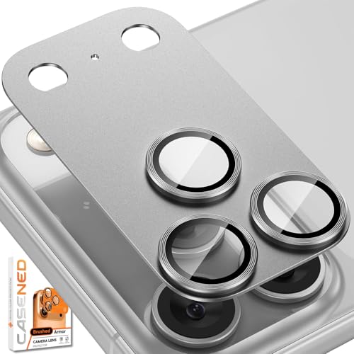 CASENED Camera Lens Protector Tempered Glass for iPhone 17 Pro - Alloy Metal Cover with Tempered Glass - Scratch Resistant, Easy Installation (1, Grey, iPhone 17 Pro) - Image 1