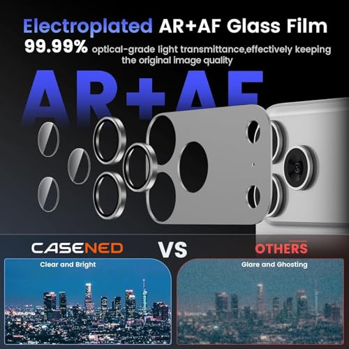 CASENED Camera Lens Protector Tempered Glass for iPhone 17 Pro - Alloy Metal Cover with Tempered Glass - Scratch Resistant, Easy Installation (1, Grey, iPhone 17 Pro) - Image 2