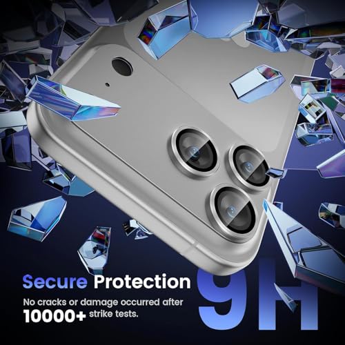 CASENED Camera Lens Protector Tempered Glass for iPhone 17 Pro - Alloy Metal Cover with Tempered Glass - Scratch Resistant, Easy Installation (1, Grey, iPhone 17 Pro) - Image 5