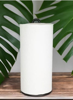 Beram Tissue Stand for Kitchen, Standing Natural Stainless Steel Black Paper Towel Holder, Non Slip Base, Aesthetic Counter Top Accessory, Vertical Roll Stand  - Image 5