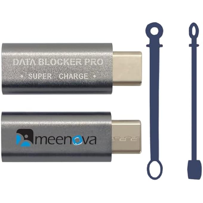 Meenova 2023 UPGRADED USB C DATA BLOCKER PRO, USB-C FEMALE TO USB C MALE ADAPTER, 5A50V 20V3A60W WITH SMART CHIP, SECURITY CONVERTER TO PROTECT DATA, JUICE-JACK DEFENDER PROTECT AGAINST JUICE JACKING, GREY - Image 1