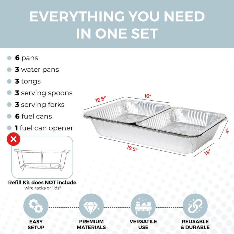 Alpha Living Large Full Size Refill Kit Disposable Chafing Buffet with - Utensils, Fuel Cans Only â€“ Premium Chafing Dish Set for Events, Parties, Catering - Image 3