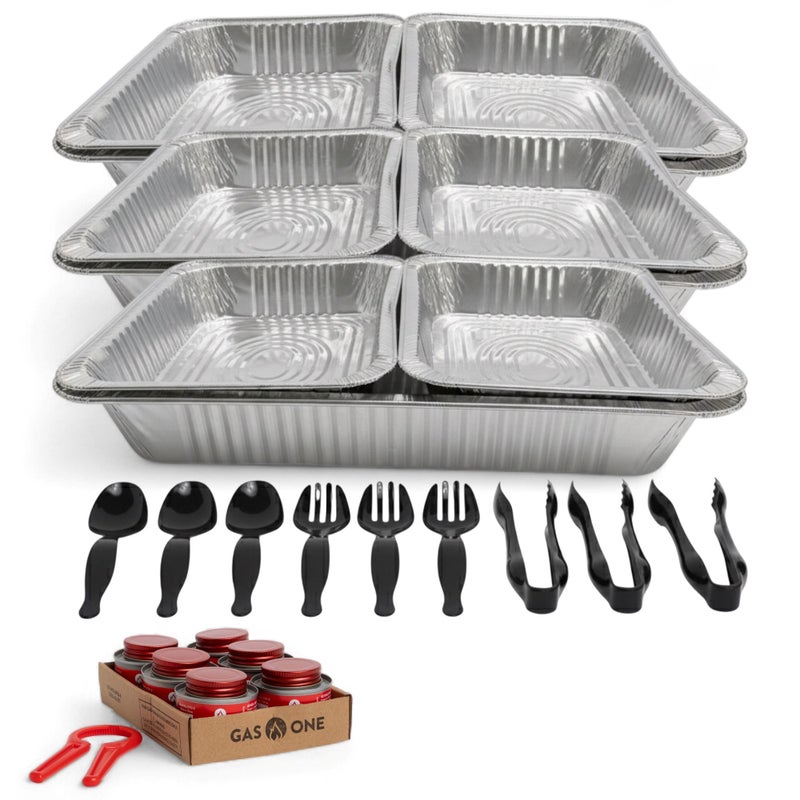 Alpha Living Large Full Size Refill Kit Disposable Chafing Buffet with - Utensils, Fuel Cans Only â€“ Premium Chafing Dish Set for Events, Parties, Catering - Image 1