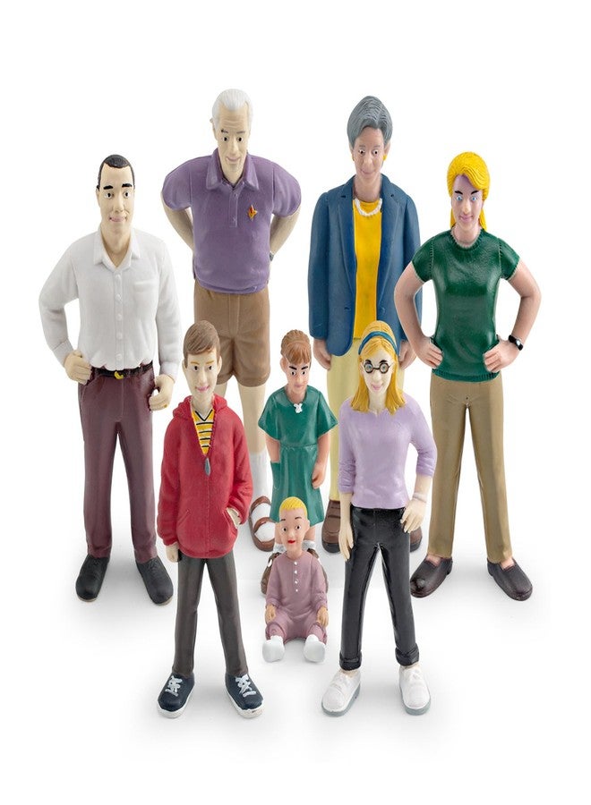 HYSTYLE 8 Pcs Miniature People Model 5.3 Inch Family Role Play Figurines Cake Toppers Realistic Detailed Figurine Model Hand Painted Family Pretend Play Figures (Style 1) - Image 1