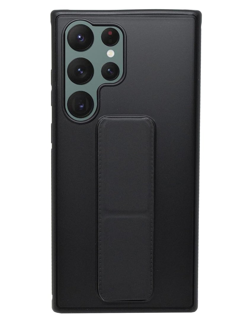 ELTRAZONE Galaxy S23 Ultra Case Fully Covered With Finger Grip Stand Holder Anti Slip Shockproof Protective Case Cover For Samsung Galaxy S23 Ultra 5G (Black) - Image 1