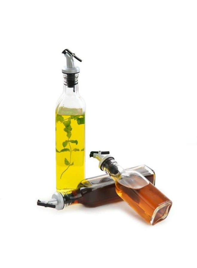 طقم زجاجات زيت وخل زجاجية – 2 قطعة بفوهة سكب معدنية - Image 4