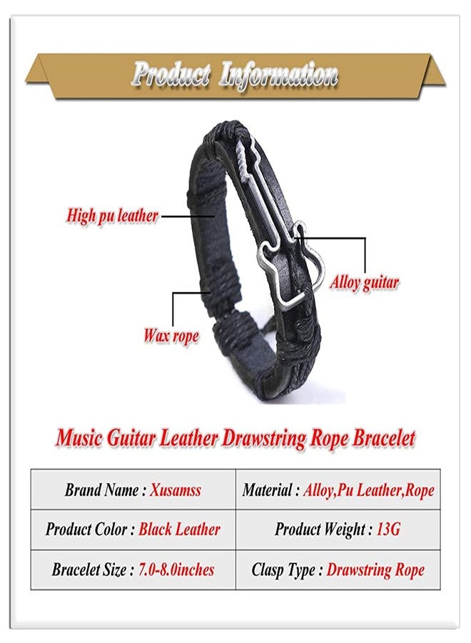 Xusamss سوار جيتار موسيقي من مجوهرات كوسامس فاشن بحبل جلدي - Image 2